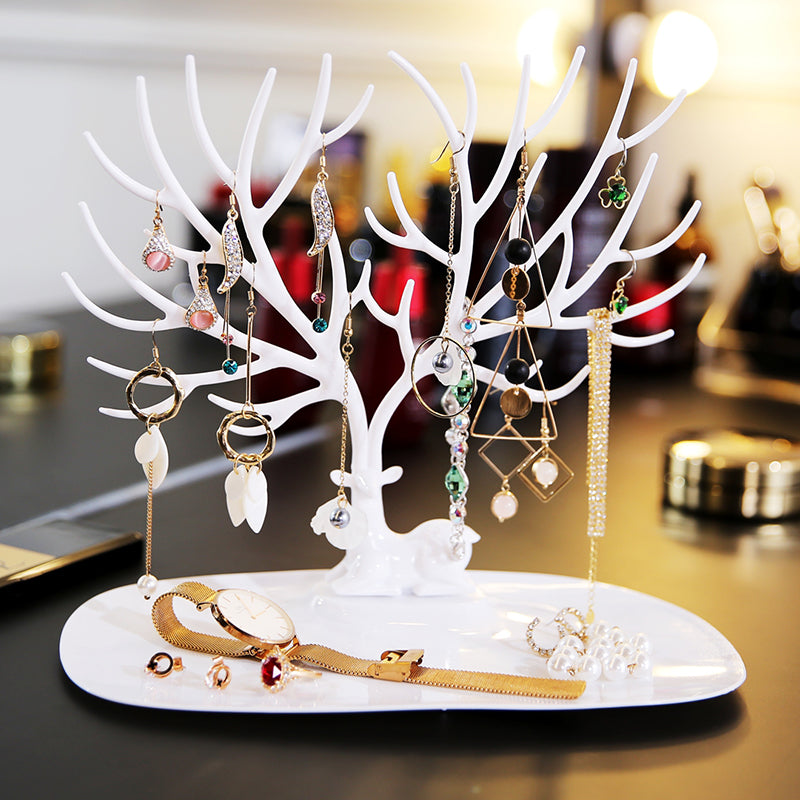 ANFEI Little Deer Earrings Necklace Ring Pendant Bracelet Jewelry Display Stand Tray Tree Storage Racks Organizer Holder H39