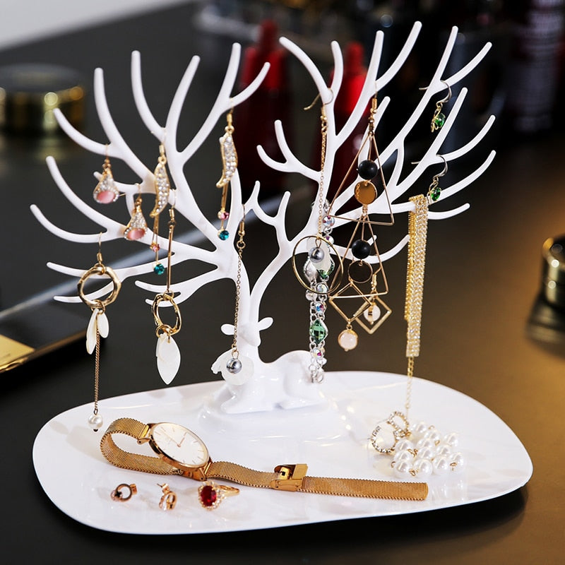 ANFEI Little Deer Earrings Necklace Ring Pendant Bracelet Jewelry Display Stand Tray Tree Storage Racks Organizer Holder H39