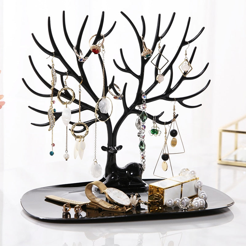 ANFEI Little Deer Earrings Necklace Ring Pendant Bracelet Jewelry Display Stand Tray Tree Storage Racks Organizer Holder H39